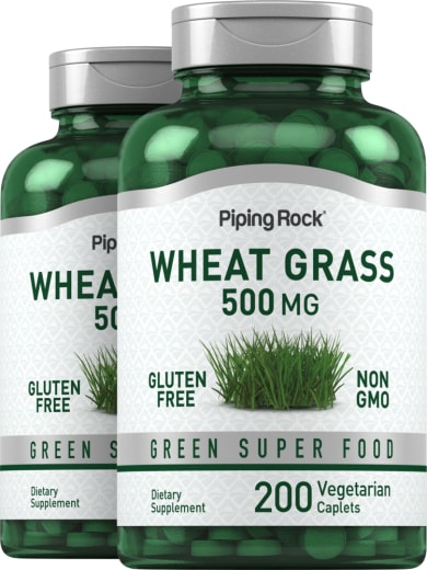 Pšenična trava , 500 mg, 200 Vegetarijanska Tablete v obliki kapsule, 2  Steklenice