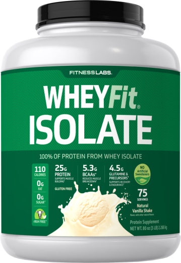 Proteína de suero de leche WheyFit Aislado (vainilla natural), 5 lb (2.268 kg) Botella/Frasco