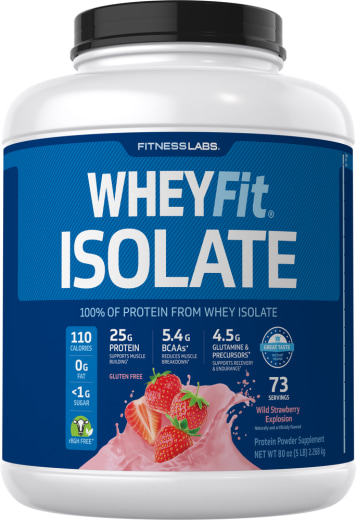 Whey Protein Isolate WheyFit (Wild Strawberry Explosion), 5 lb (2.268 kg) Bottle