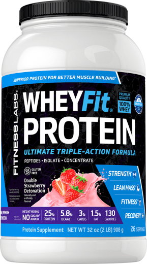 Proteína WheyFit (espiral de fresa), 2 lb (908 g) Botella/Frasco
