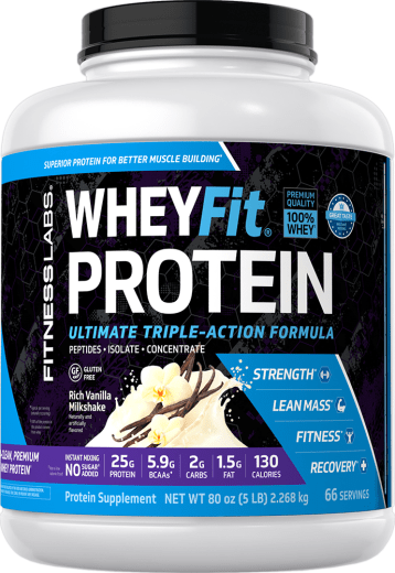 Srvátkový proteín WheyFit (smotanová vanilka), 5 lb (2.268 kg) Fľaša