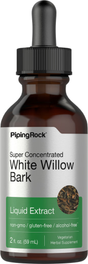 ホワイト ウィロウ樹皮 (西洋シロヤナギ) リキッド エキス、アルコール無添加, 2 fl oz (59 mL) スポイト ボトル