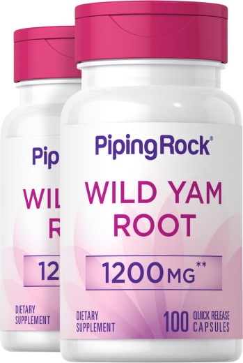 Vild yamsrod , 1200 mg, 100 Kapsler for hurtig frigivelse, 2  Flasker