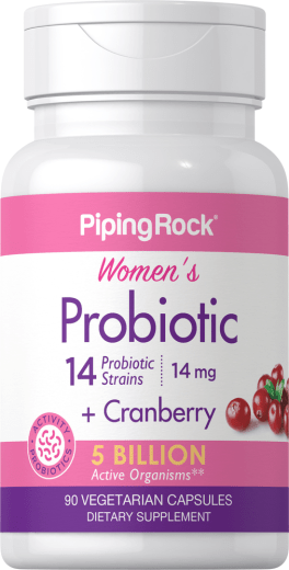Probiótico Feminino 8 Cepas 5 Bilhões de Organismos (sabor natural de frutas vermelhas), 90 Cápsulas vegetarianas