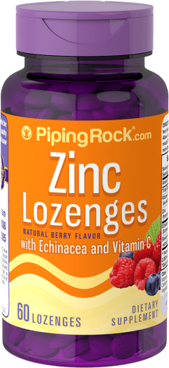 Zinc Lozenges พร้อม Echinacea  และ C (รสเบอร์รี่ธรรมชาติ), 60 ยาอม