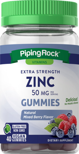 Zinc (baies mélangées naturelles), 50 mg, 40 Gommes végans