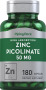 Picolinato de cinc (cinc de gran absorción), 50 mg, 180 Cápsulas de liberación rápida