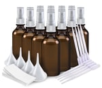 Mengset voor essentiële oliën 20 - 1-ons sprayflessen, labels, pipetten en trechters  