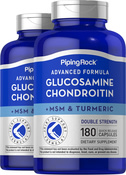 Modernstes Glucosamin-Chondroitin MSM Plus in doppelter Stärke Kurkuma 180 Kapseln mit schneller Freisetzung