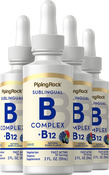 B-Complex Liquid Plus B-12 Sublingual, 1200 mcg, 2 fl oz (59 mL) Dropper Bottle x 4 bottles
