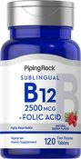 B12 2500 mcg + folsyre 400 mcg 120 Hurtigt opløselige tabletter