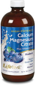 Citrato de Magnésio de Cálcio + D3 Líquido (sabor mirtilo) 16 fl oz (473 mL) Frasco