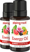 Energy Oil 100% Pure Essential Oils 2 Dropper Bottles x 1/2 oz (15 ml)