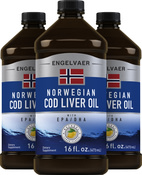 Aceite de hígado de bacalao noruego Engelvaer (aroma a limón) 16 fl oz (473 mL) Botella/Frasco