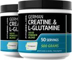 German Kreatin-Monohydrat (Creapure) & L-Glutaminpulver (50:50 Mischung) 1.1 lb (500 g) Flasche