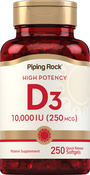 Vitamina D3 ad alta potenza  250 Capsule in gelatina molle a rilascio rapido