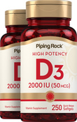 Vitamin D3 2000 IU  2 Bottles x 250 Softgels