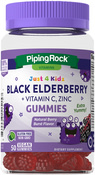 Black Elderberry + Vitamin C, Zinc Gummies (Natural Berry Burst Flavor), 50 Gummies