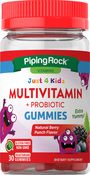 Multivitamine voor kinderen + probiotische gummies (natuurlijke bes) 30 Vegetarische snoepjes