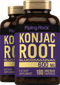 Konjac Root Fiber Glucomannan, 600 mg, 180 Quick Release Capsules, 2  Bottles