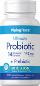 Probiotic 14 Strains 50 Billion Organisms plus Prebiotic, 100 Vegetarian Capsules