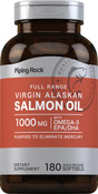 Óleo virgem de salmão selvagem do Alasca 1000 mg Gama completa 180 Gels de Rápida Absorção