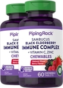 Complesso per il sistema immunitario al sambuco nero con vitamina C e zinco (frutti di bosco naturali) 60 Compresse masticabili