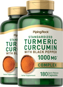 Gestandaardiseerd kurkuma curcumine complex met zwarte peper 180 Snel afgevende capsules