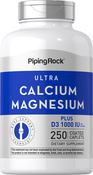 Ultra calcio e magnesio + D3 (calcio 1.000 mg / magnesio 500 mg / vitamina D3 1.000 IU per porzione) 250 Pastiglie rivestite
