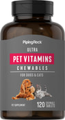 Pet Vitamin Supplements for Dogs & Cats, 120 Chewable Tablets