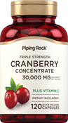 特级三倍强度蔓越莓+维生素 C胶囊, 30000毫克 （每份） 120 快速释放胶囊