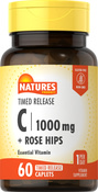 Vitamine C 1 000 mg avec bioflavonoïdes et églantier - Libération lente 60 Petits comprimés