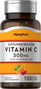 Vitamine C 500mg avec bioflavonoïdes et églantier - Libération lente 100 Petits comprimés enrobés