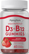 D3- ja B12-vitamiini (luonnonmansikka) 60 Kasviskarkit