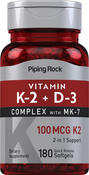 Complejo de vitamina K2 con vitamina D3 180 Cápsulas blandas de liberación rápida
