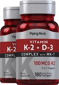 Complejo de vitamina K2 con vitamina D3 180 Cápsulas blandas de liberación rápida