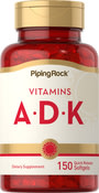 A- (1500 mcg), D- (5000 IU) ja K-vitamiinit (800 mcg) 150 Pikaliukenevat geelit