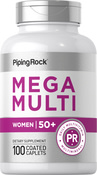 Mega-multi-vitaminer for kvinner 50 + 100 Belagte kapsler