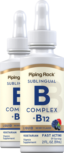 B-Complex Liquid Plus B-12 Sublingual , 1200 mcg, 2 fl oz (59 mL) Dropper Bottle, 2  Dropper Bottles