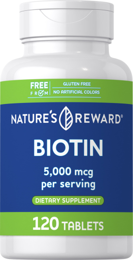 Biotin, 5000 mcg (per serving), 120 Tablets