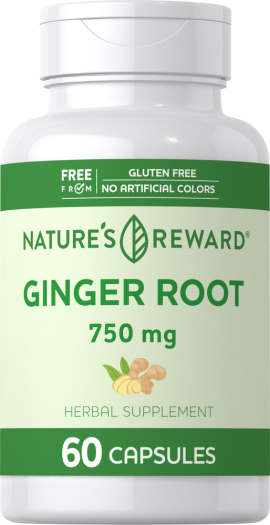 Ginger Root, 750 mg (per serving), 60 Capsules