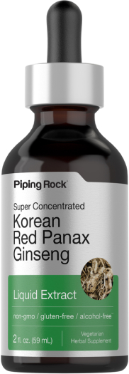 Korean Red Panax Ginseng Liquid Extract Alcohol Free, 2 fl oz (59 mL) Dropper Bottle
