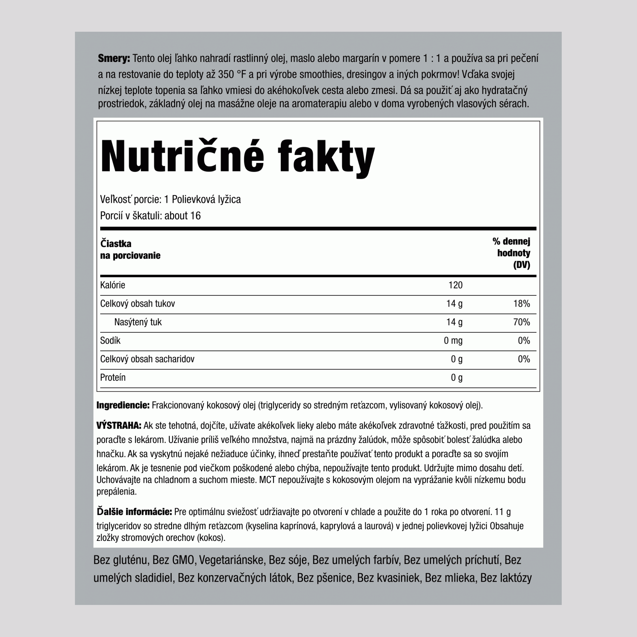 Tekutý prémiový kokosový olej 8 oz 237 ml Fľaša    