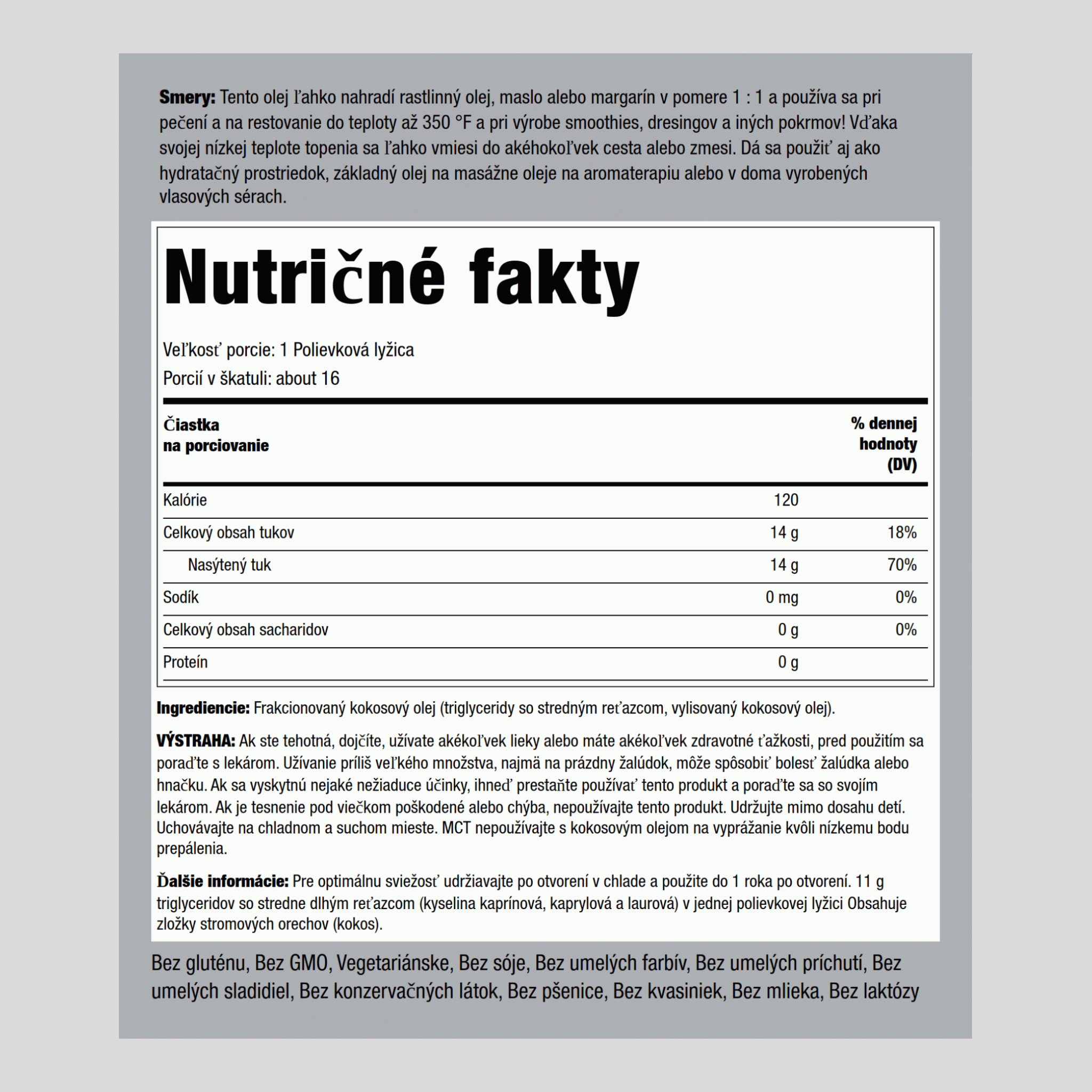 Tekutý prémiový kokosový olej 8 oz 237 ml Fľaša    