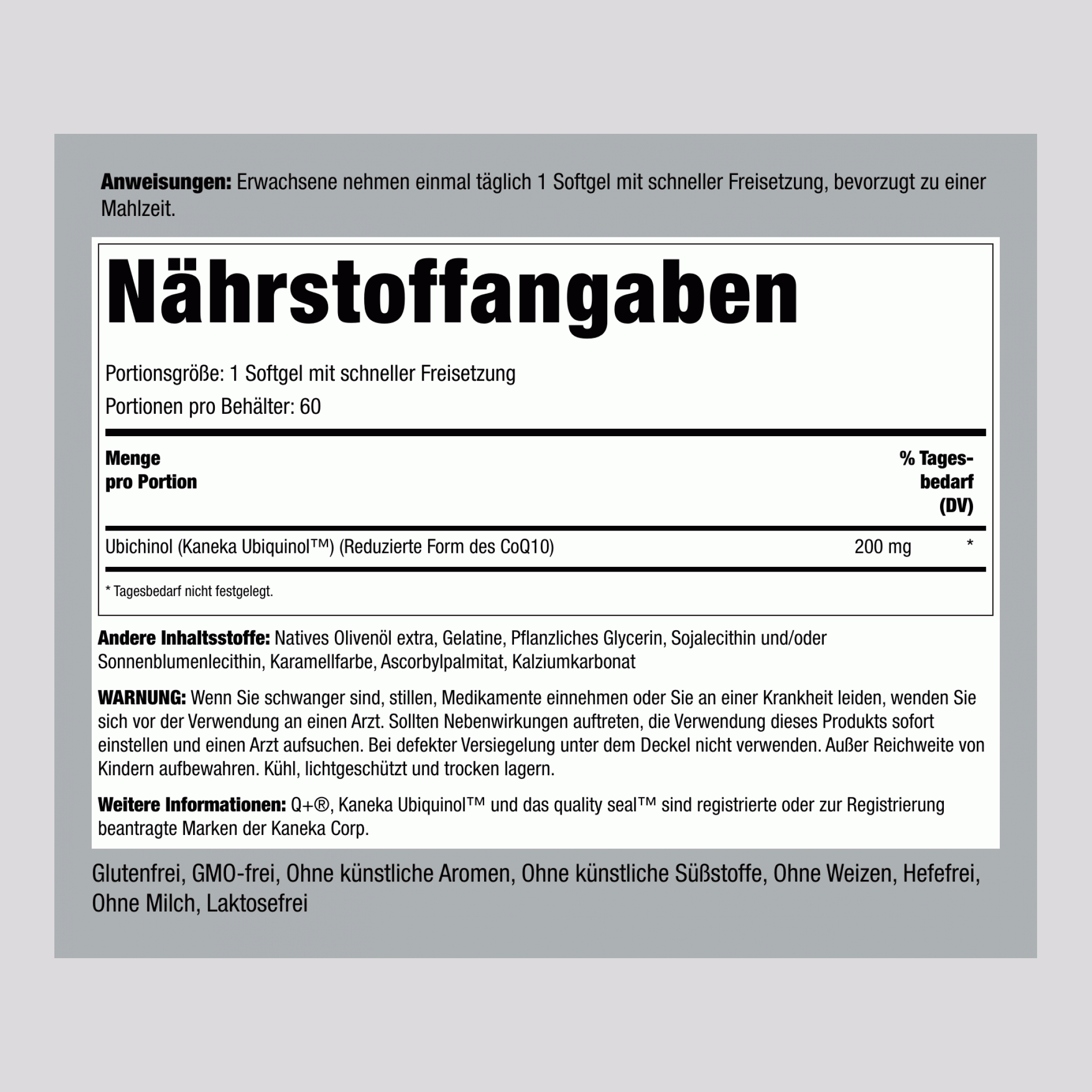 Ubiquinol 200 mg 60 Softgele mit schneller Freisetzung     