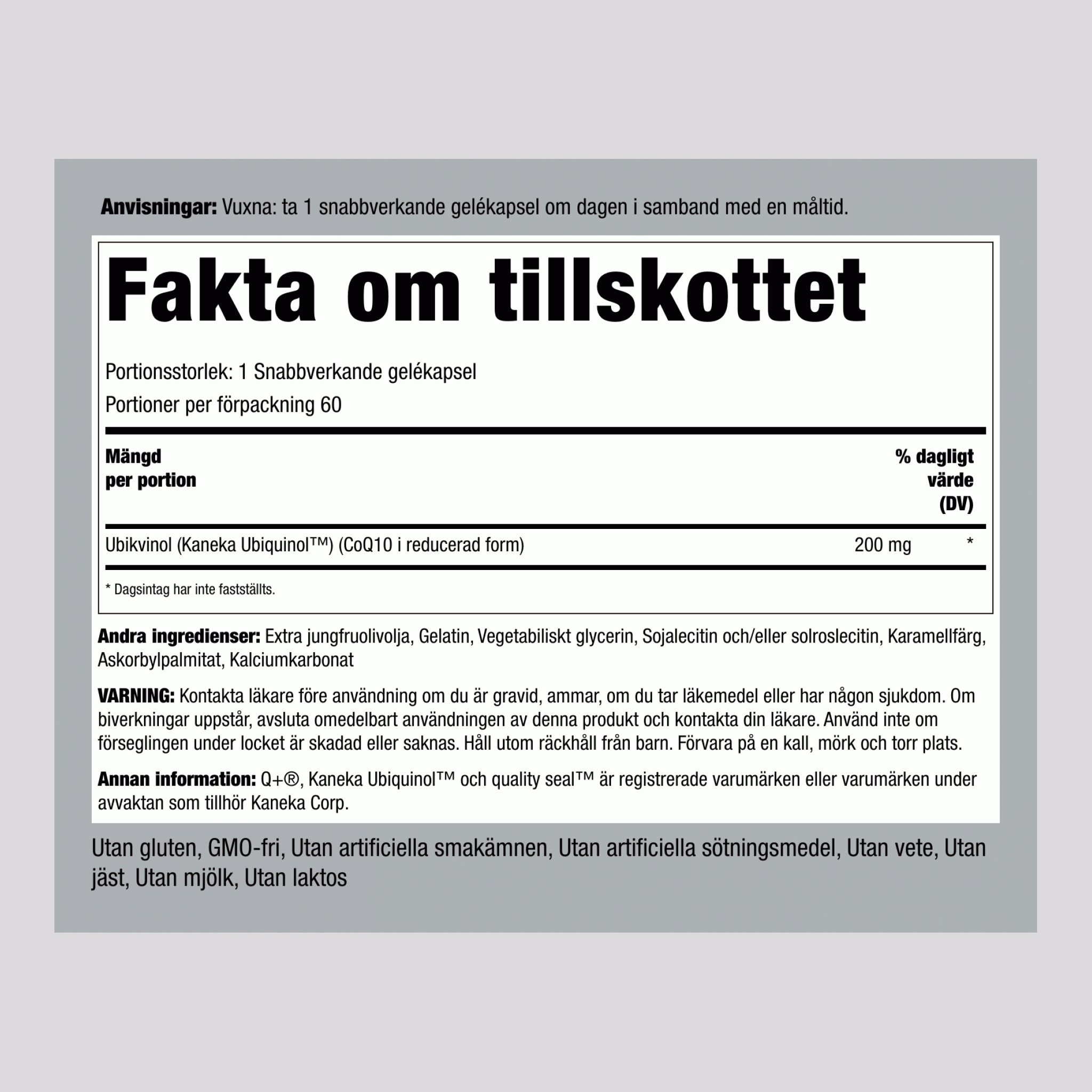 Ubiquinol 200 mg 60 Snabbverkande gelékapslar     