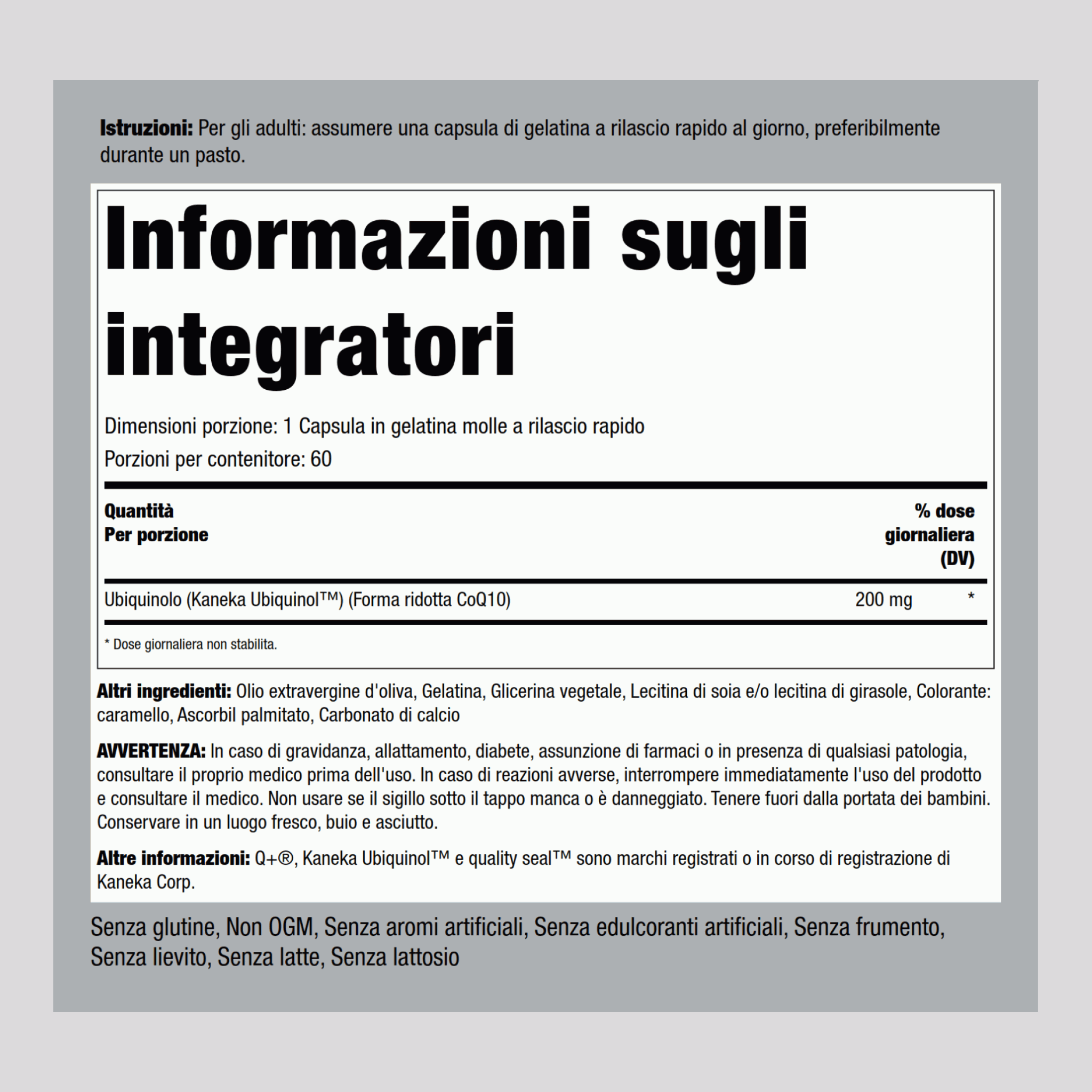 Ubiquinol 200 mg 60 Capsule in gelatina molle a rilascio rapido     