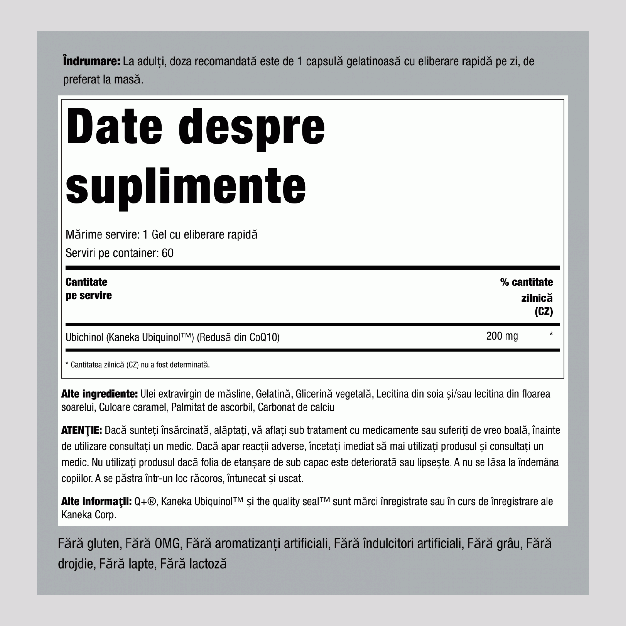 Ubiquinol 200 mg 60 Geluri cu eliberare rapidă 2 Sticle  