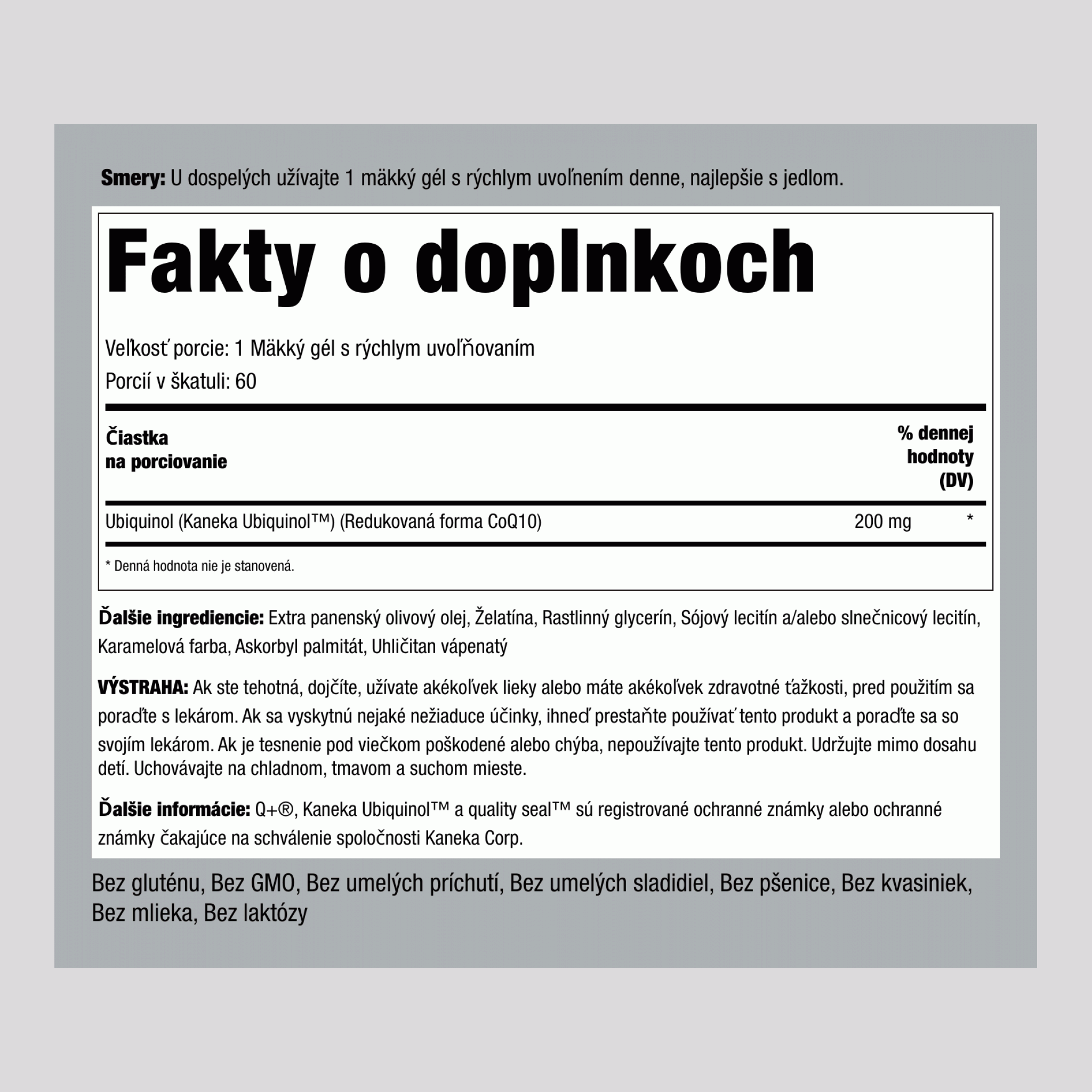 Ubiquinol 200 mg 60 Mäkké gély s rýchlym uvoľňovaním 2 Fľaše  