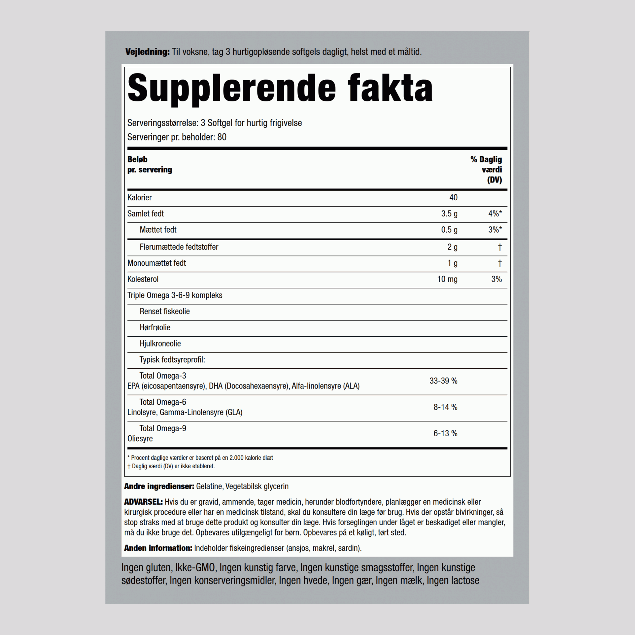 Multi Omega 3-6-9 Fisk, Hør og Hjulkrone 240 Softgel for hurtig frigivelse       